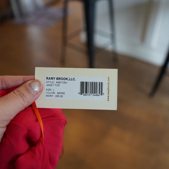 NWT Ramy Brook Womens Size L Top Janey One Shouler Ruffle Hem Bright Red - Picture 5 of 11